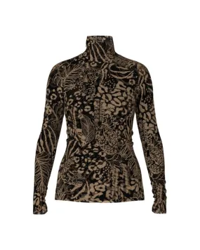 Marc Cain Animal Crossing Print Mesh Turtleneck