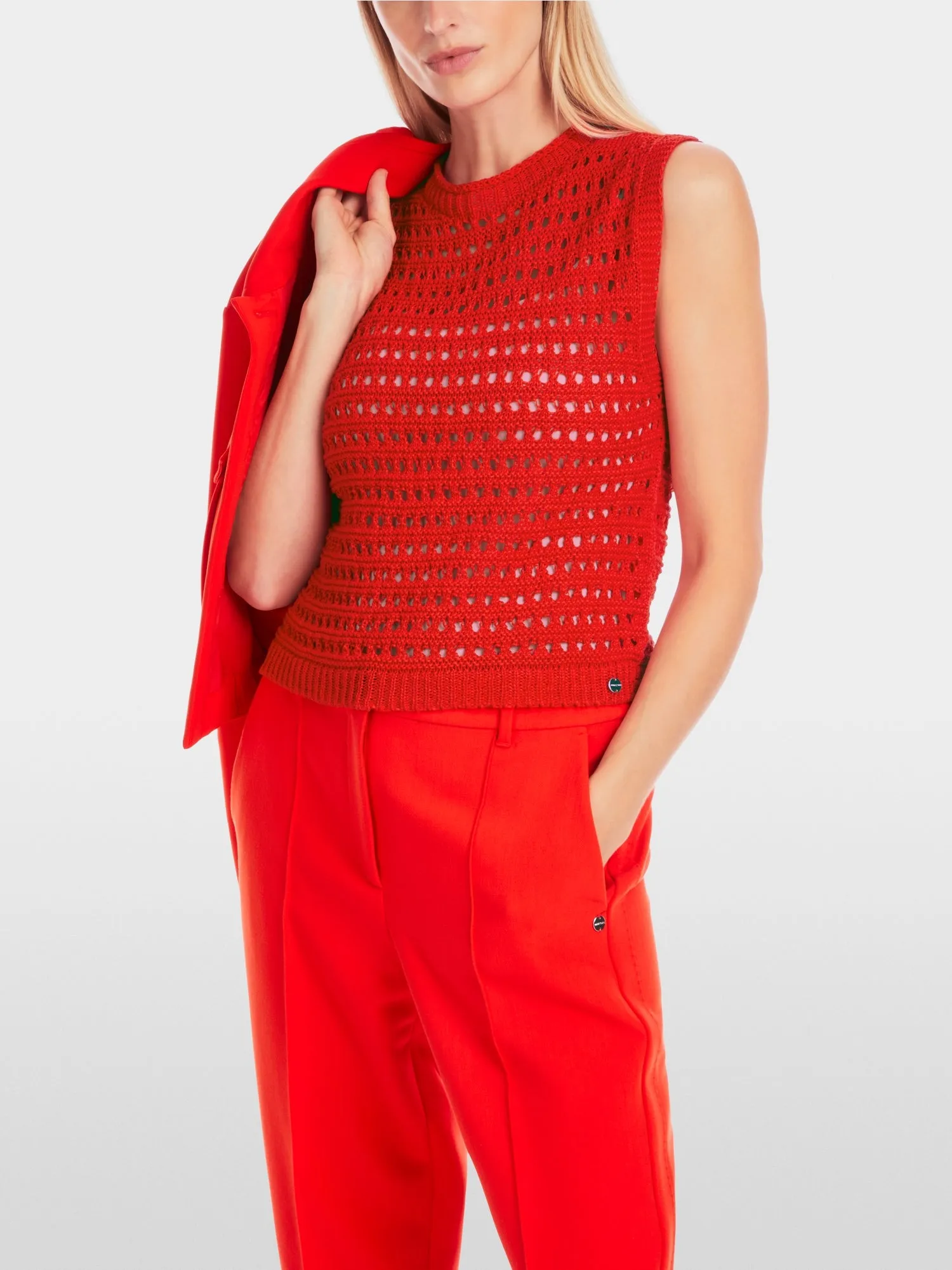 Marc Cain Flame Red Rethink Together organic cotton top