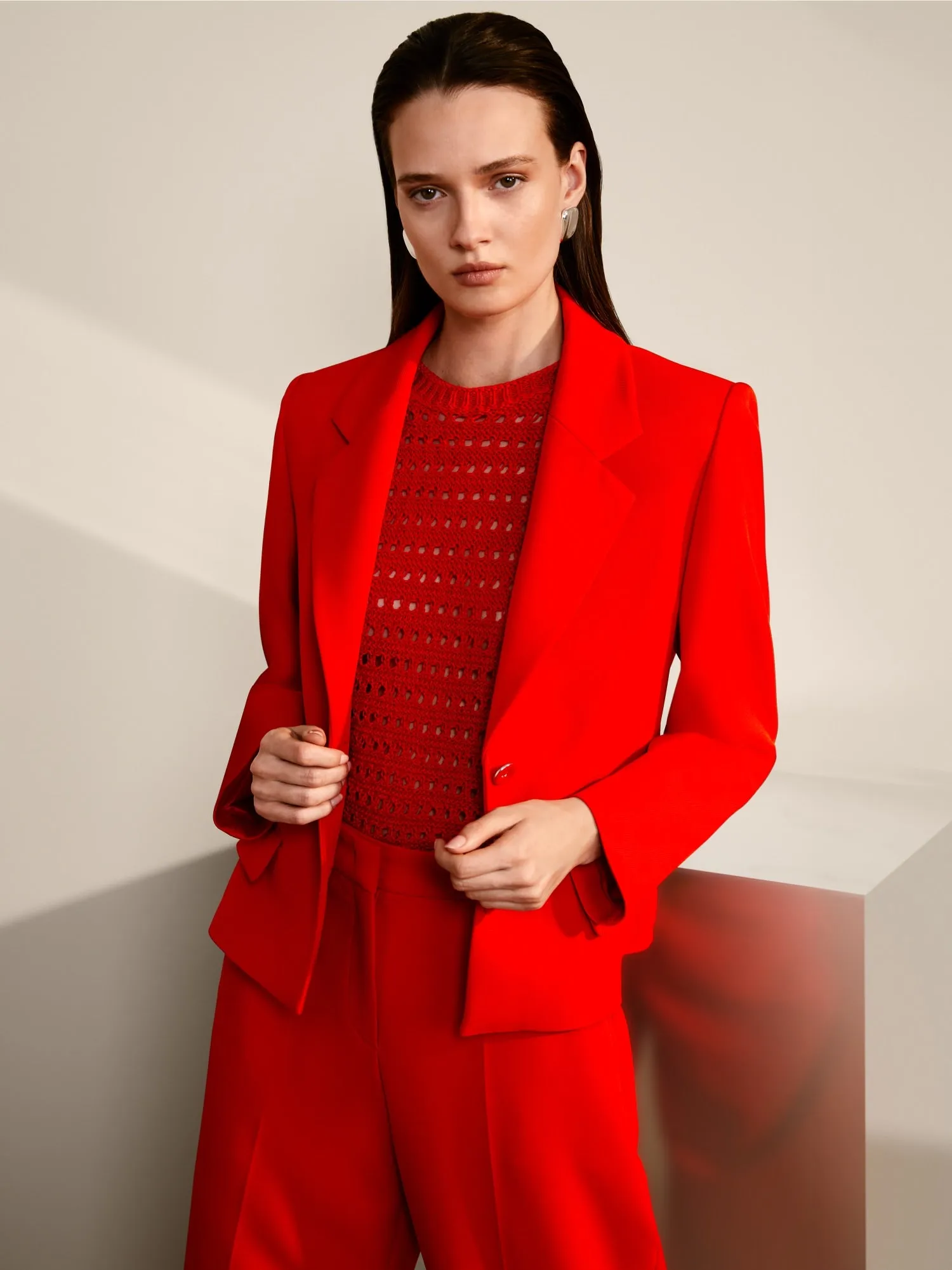 Marc Cain Flame Red Rethink Together organic cotton top