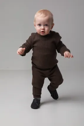 MarMar Coffee Brown Long Sleeve Henley T-Shirt w Legging 2pc Set