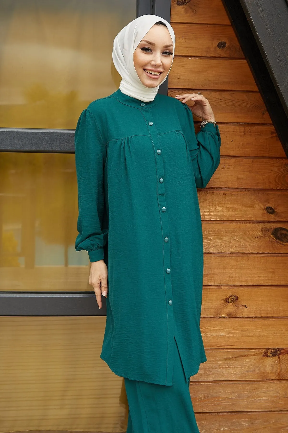MDS Women Arfa Ayrobin Buttoned Casual Suit - Petrol Green - Mauldin