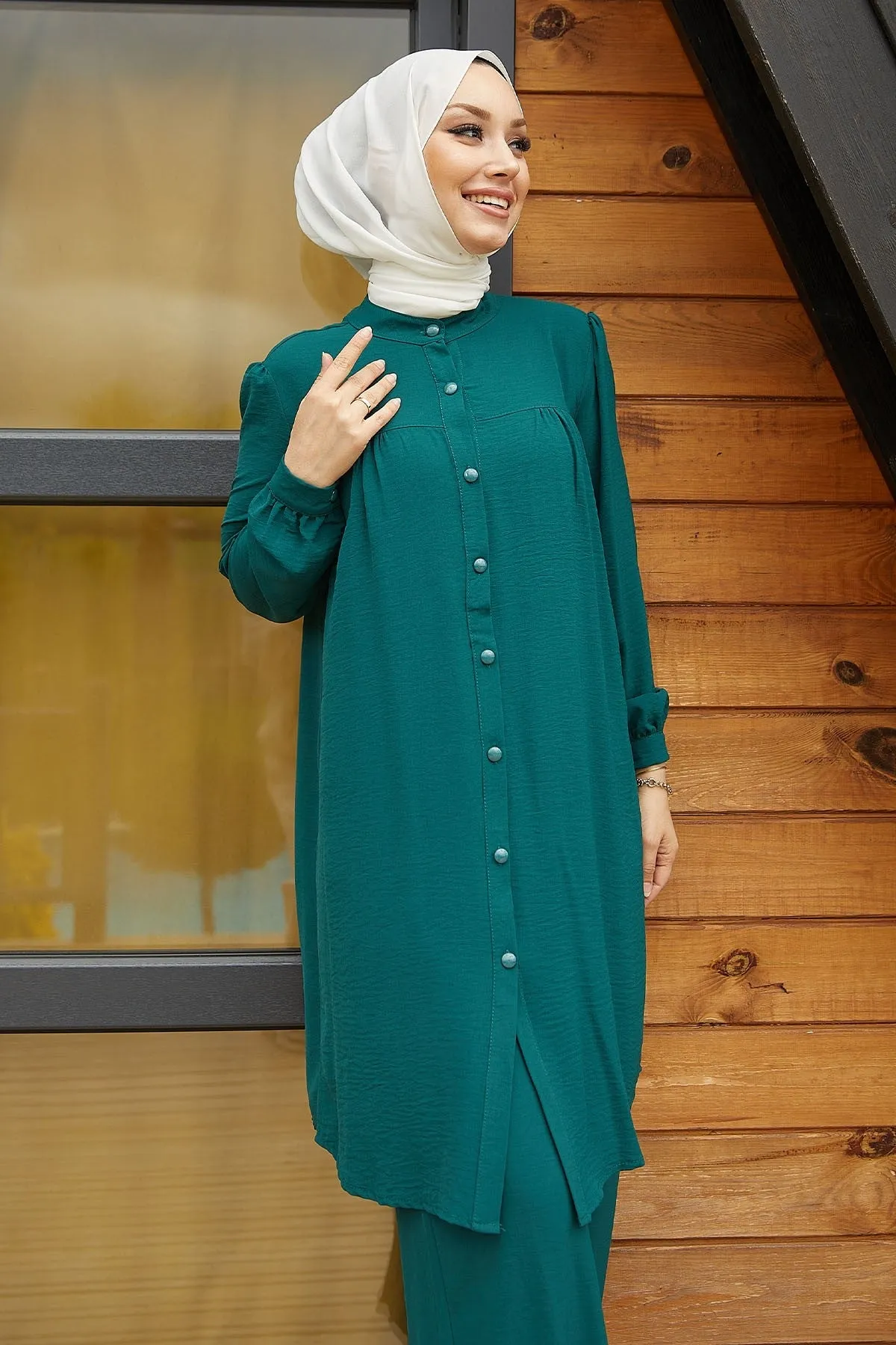 MDS Women Arfa Ayrobin Buttoned Casual Suit - Petrol Green - Mauldin