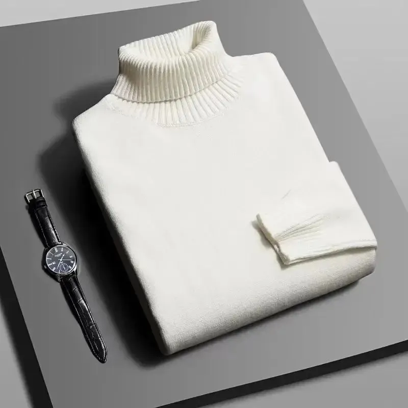 Mens Knitted High Quality Turtleneck Sweater Slim Fit