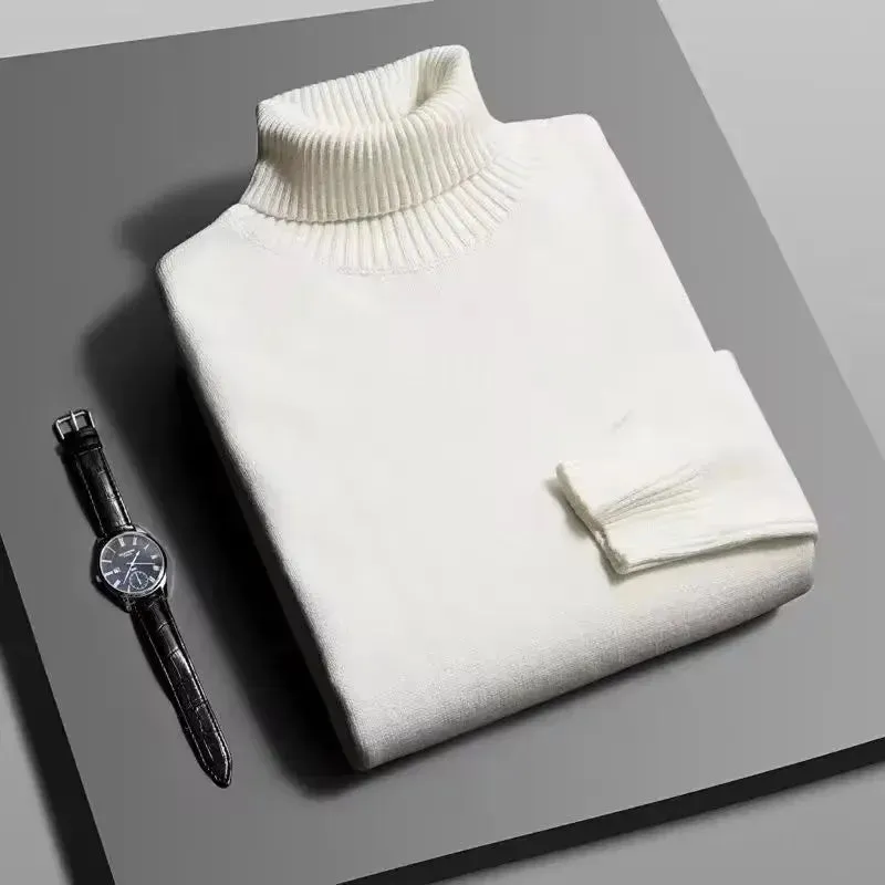 Mens Knitted High Quality Turtleneck Sweater Slim Fit