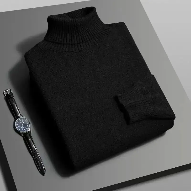 Mens Knitted High Quality Turtleneck Sweater Slim Fit