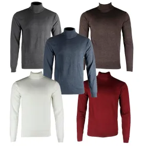 Men's Turtleneck Sweater Long Sleeve Casual Cotton Blend Classic Pullover Top