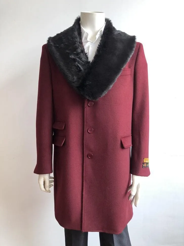 Mens Wool Trench coat - Maroon Color Mens Overcoat