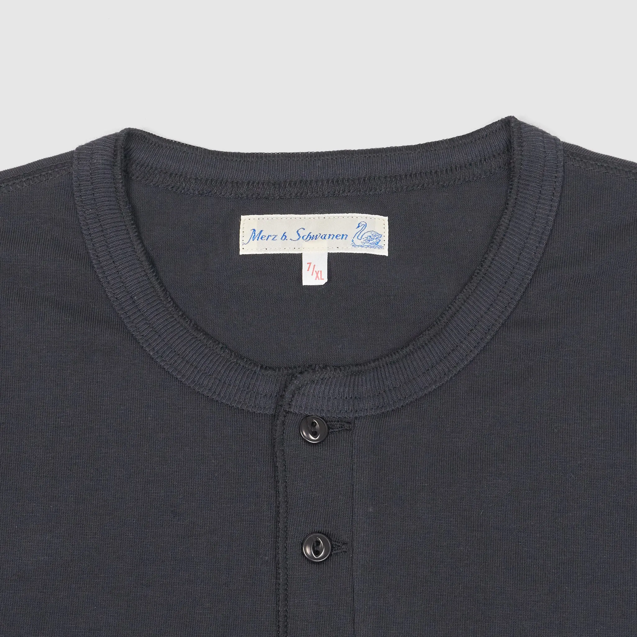 Merz b.Schwanen Loop Wheeler Short Sleeve Henley T-Shirt Charcoal