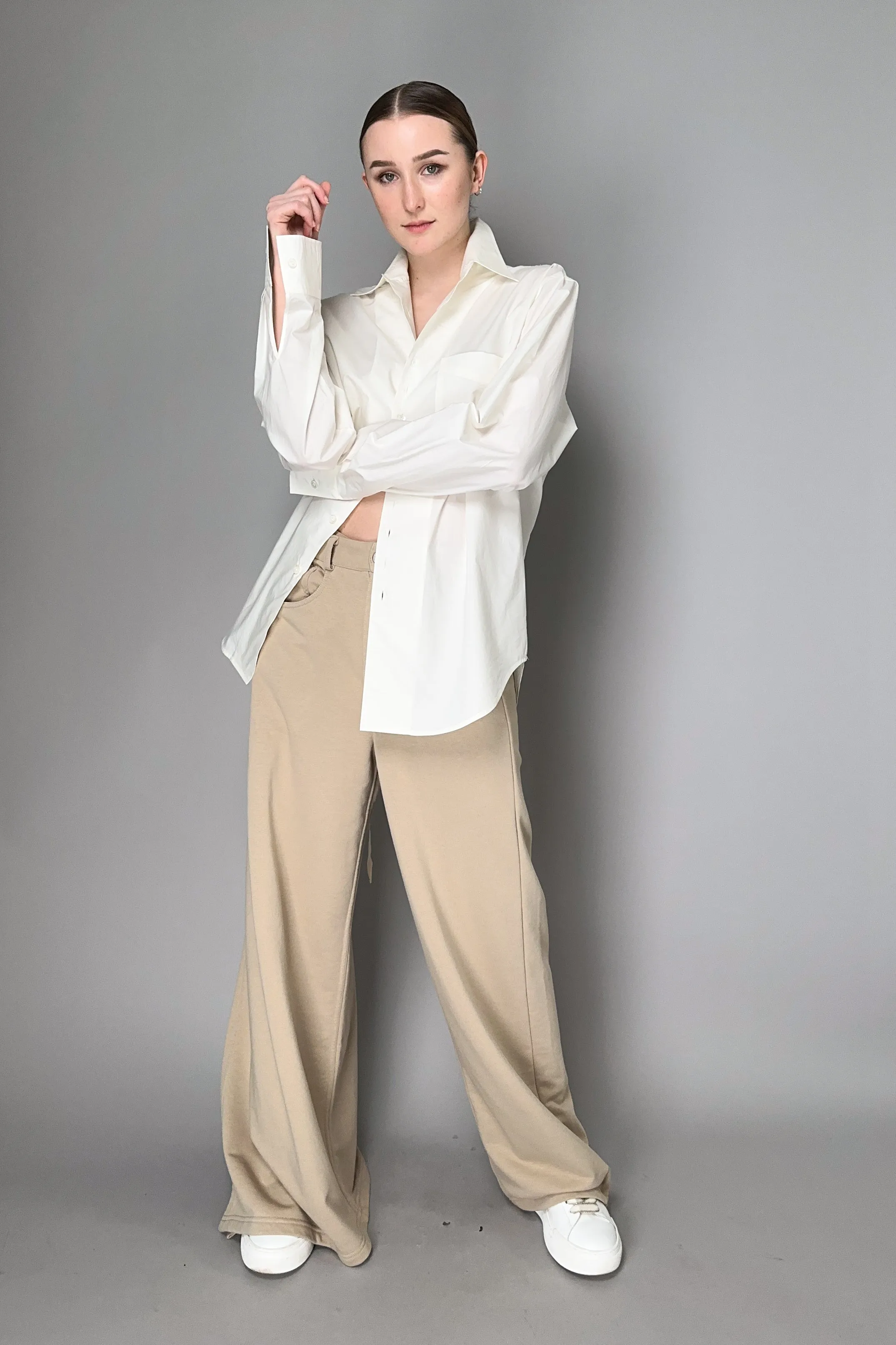MM6 Cotton Poplin Blouse with Slit Back in White