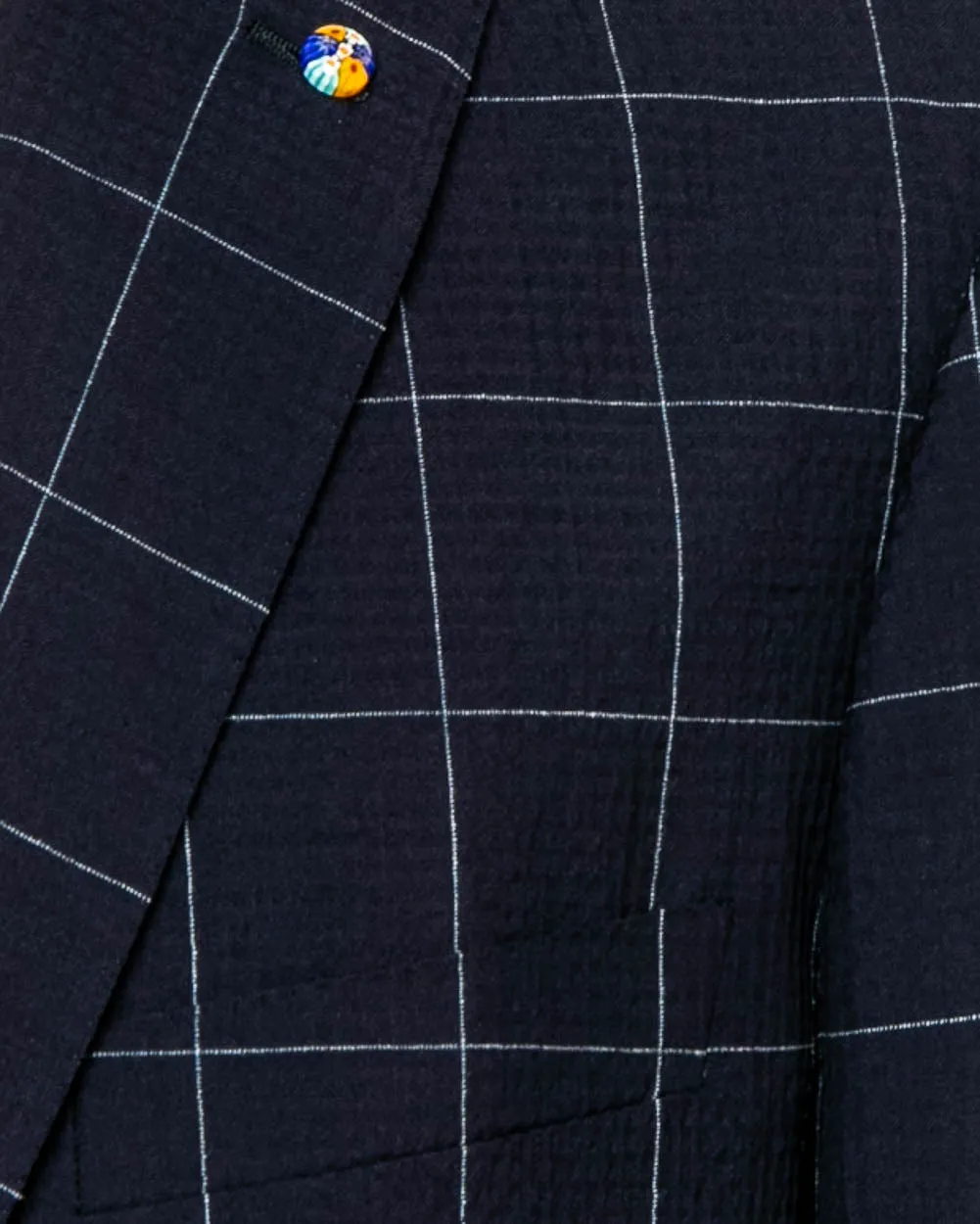 Navy Seersucker Windowpane Sportcoat