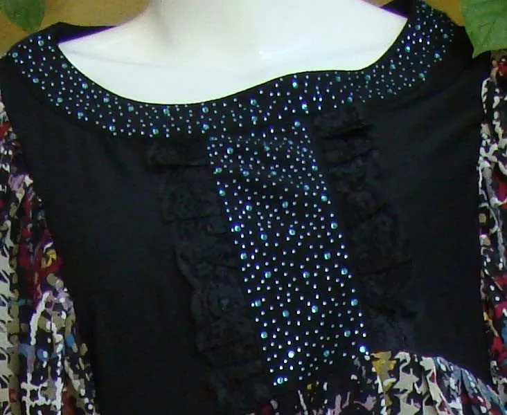 New Fashion Printed Tunic Tops with Sequins