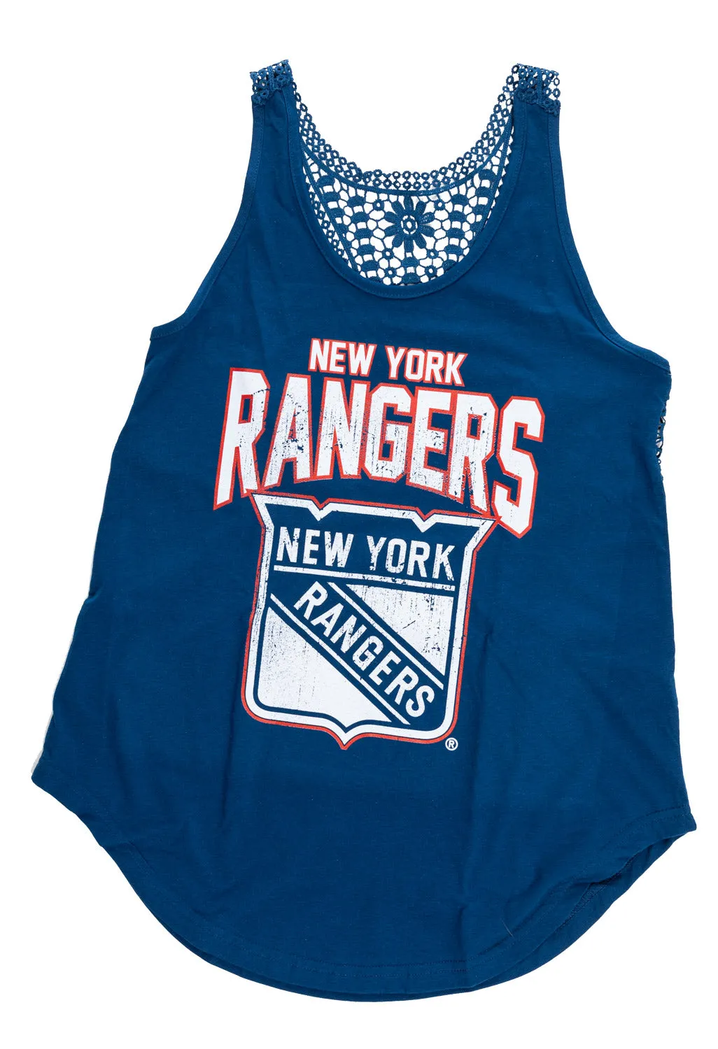 New York Rangers Ladies "Distressed" Lace Flowy Tank Top