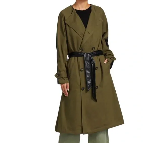 NSF GLADYS VEGAN LEATHER BELTED TRENCH COAT