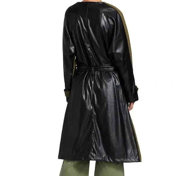 NSF GLADYS VEGAN LEATHER BELTED TRENCH COAT