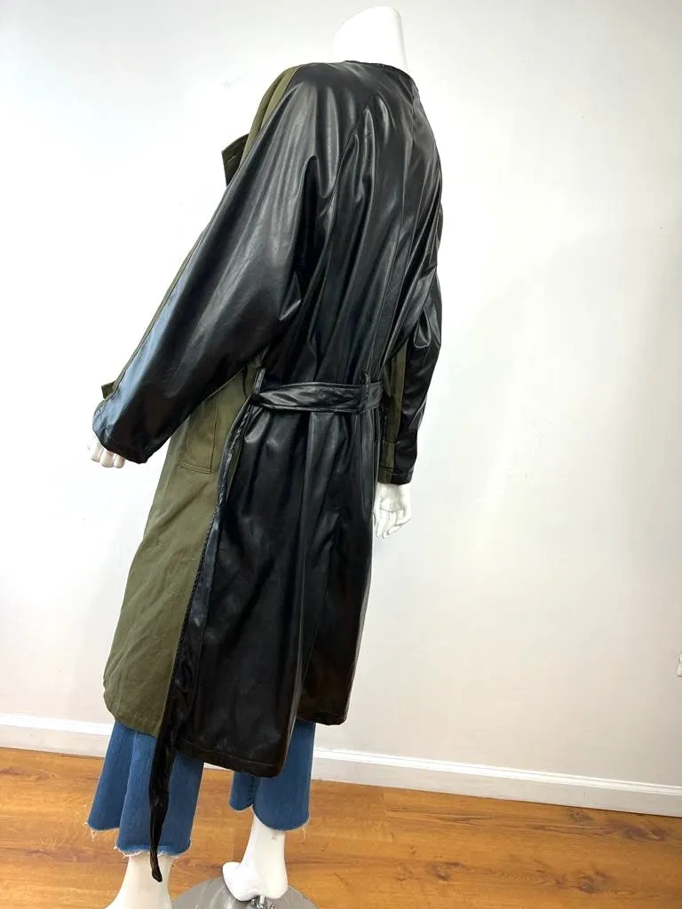 NSF GLADYS VEGAN LEATHER BELTED TRENCH COAT