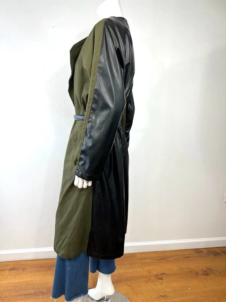 NSF GLADYS VEGAN LEATHER BELTED TRENCH COAT