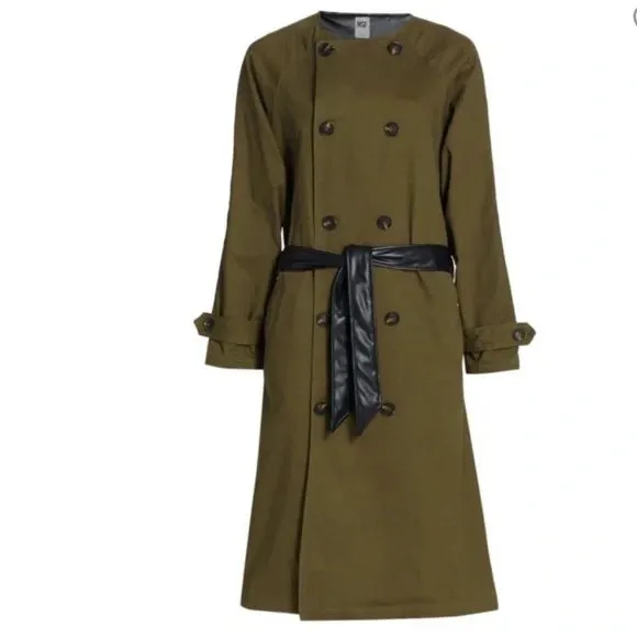 NSF GLADYS VEGAN LEATHER BELTED TRENCH COAT