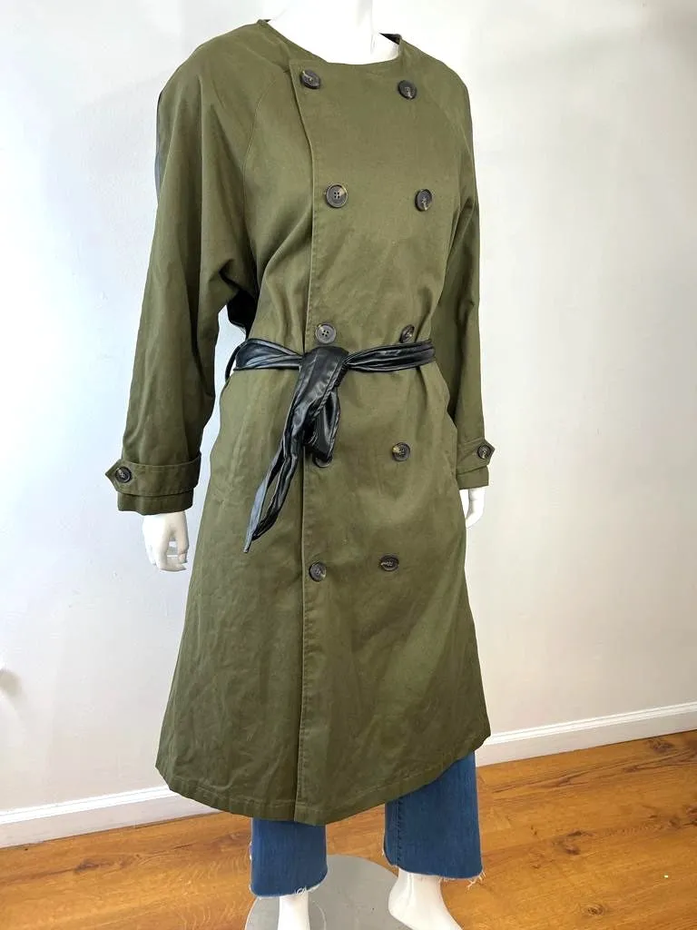 NSF GLADYS VEGAN LEATHER BELTED TRENCH COAT