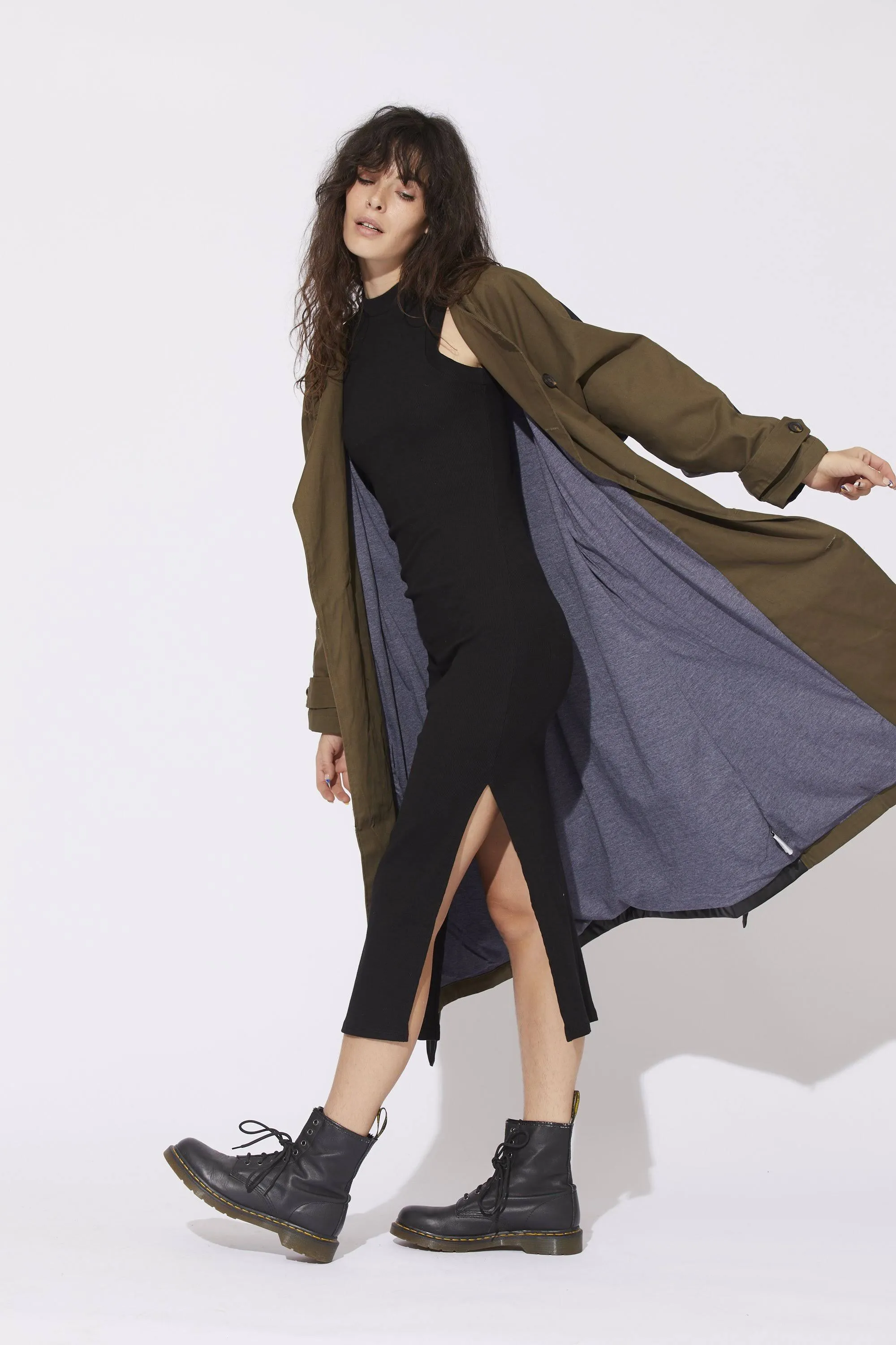 NSF GLADYS VEGAN LEATHER BELTED TRENCH COAT