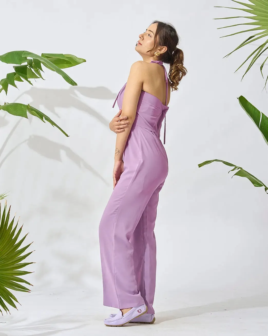 Off Shoulder Front Slit Jumpsuit