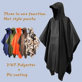 Outdoor Hooded Rain Poncho for Adult with Pocket, Waterproof Lightweight Unisex Raincoat Jacket