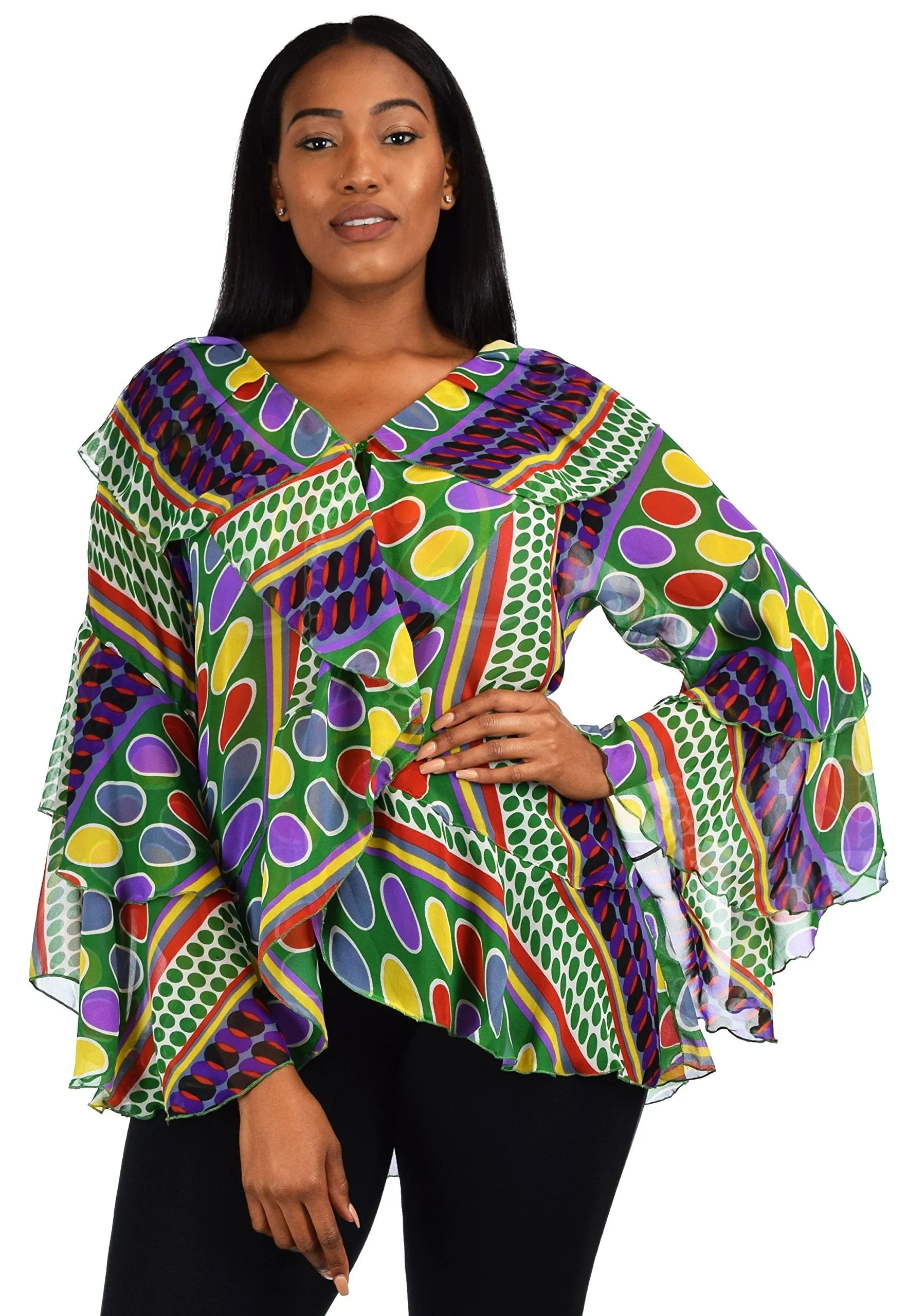 Plus Size Boho Flounce Blouse Swing Top Cover Up Dress Shirt