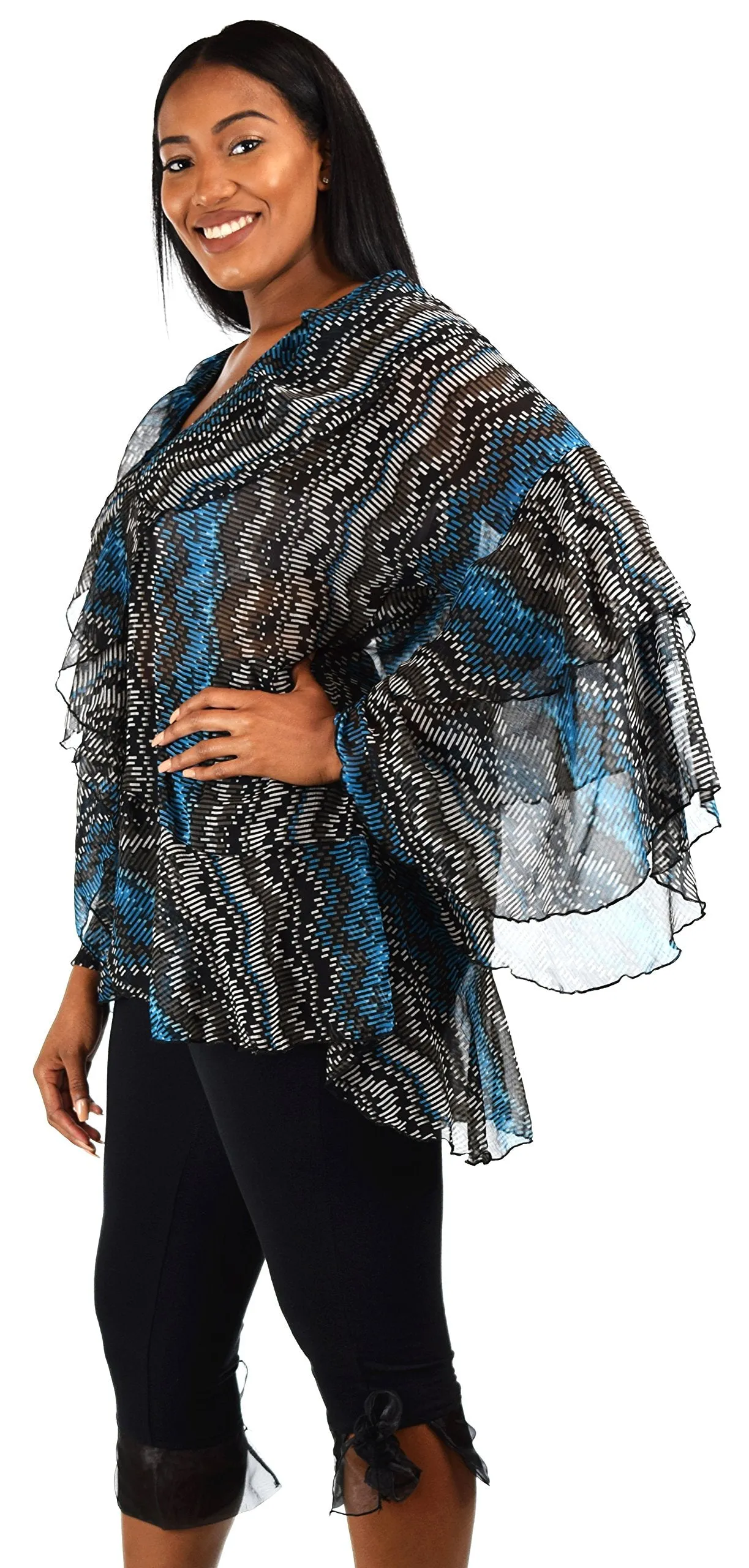 Plus Size Boho Flounce Blouse Swing Top Cover Up Dress Shirt