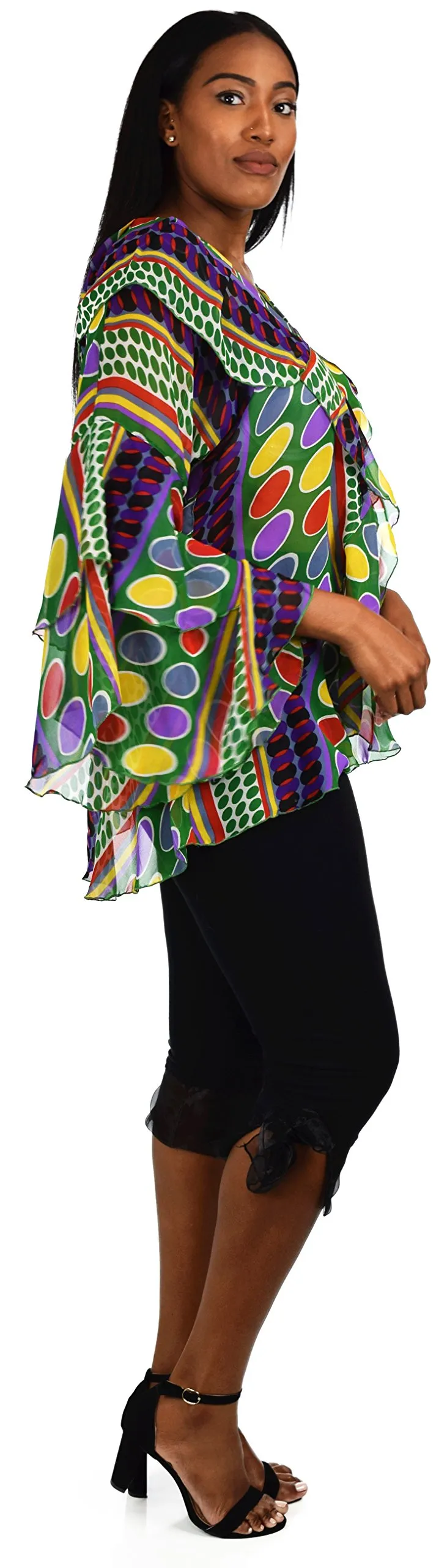Plus Size Boho Flounce Blouse Swing Top Cover Up Dress Shirt