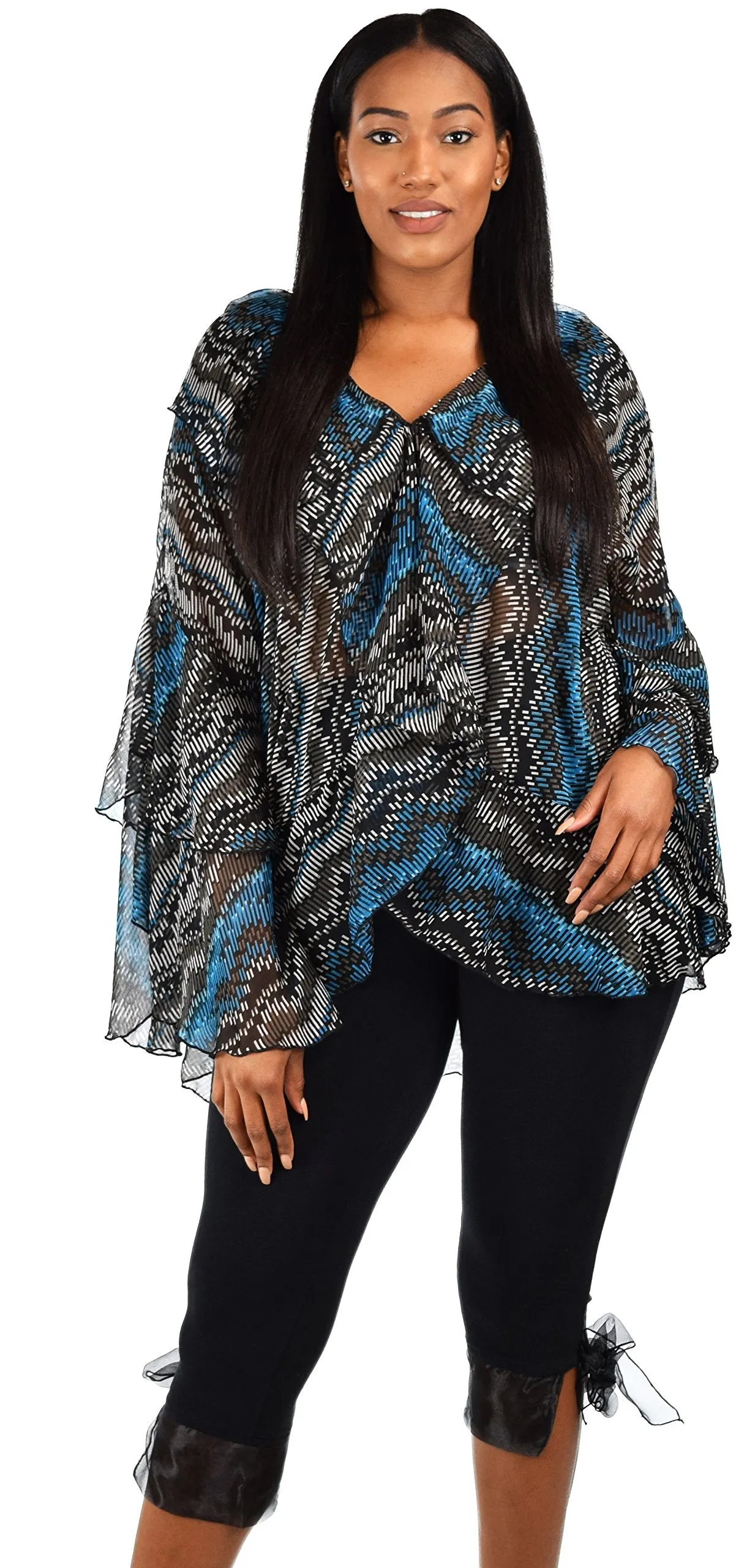 Plus Size Boho Flounce Blouse Swing Top Cover Up Dress Shirt