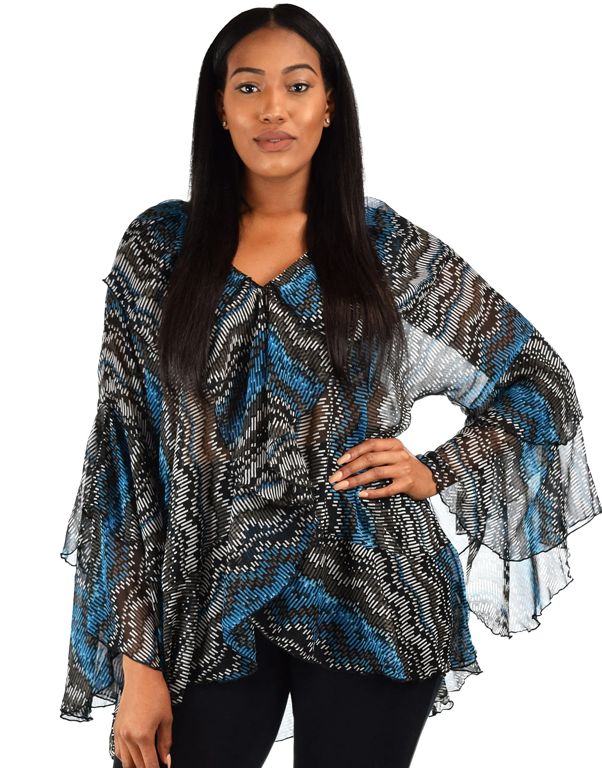 Plus Size Boho Flounce Blouse Swing Top Cover Up Dress Shirt