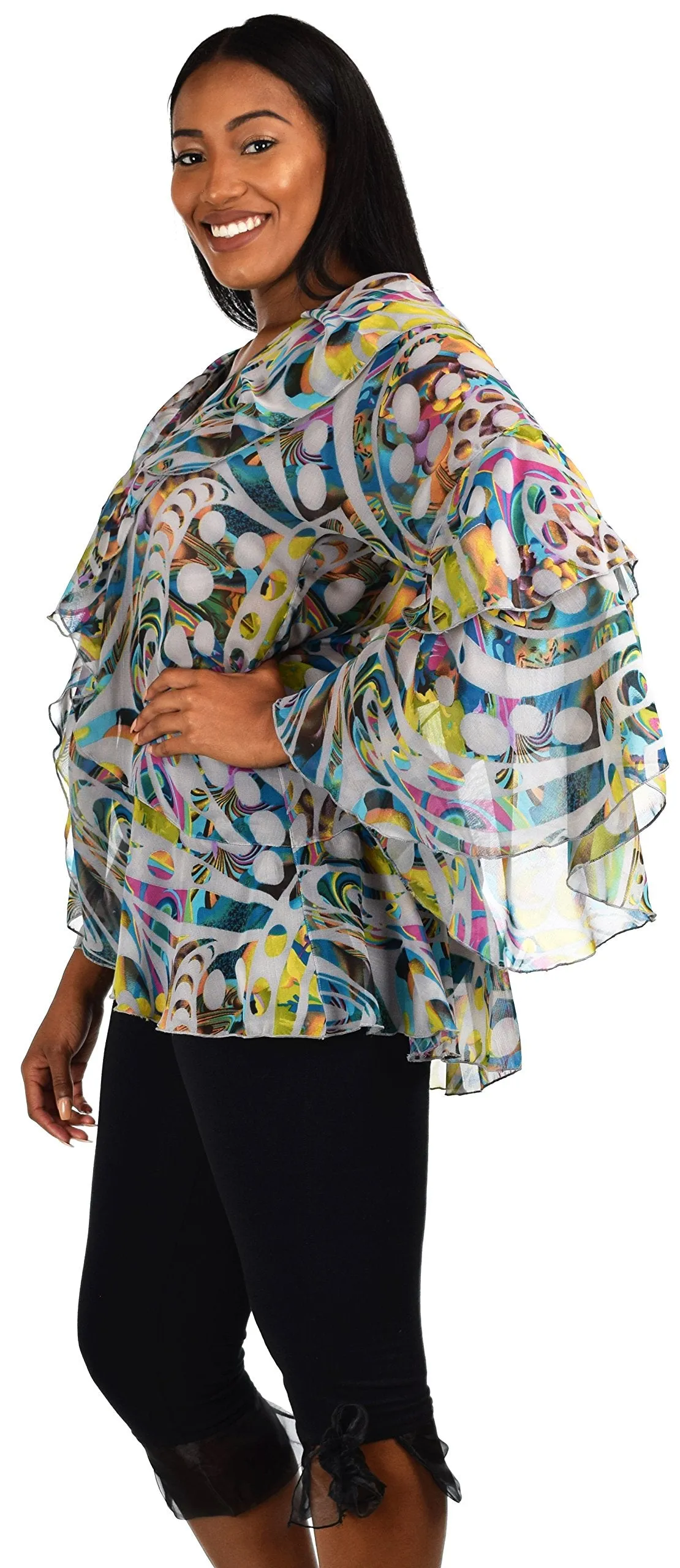 Plus Size Boho Flounce Blouse Swing Top Cover Up Dress Shirt