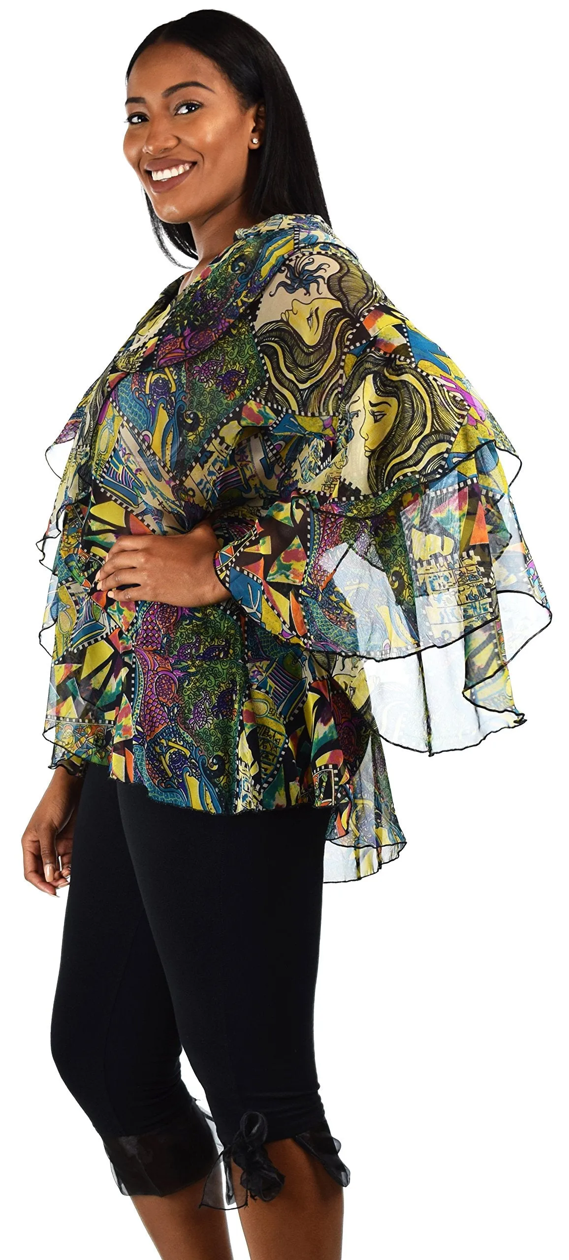 Plus Size Boho Flounce Blouse Swing Top Cover Up Dress Shirt