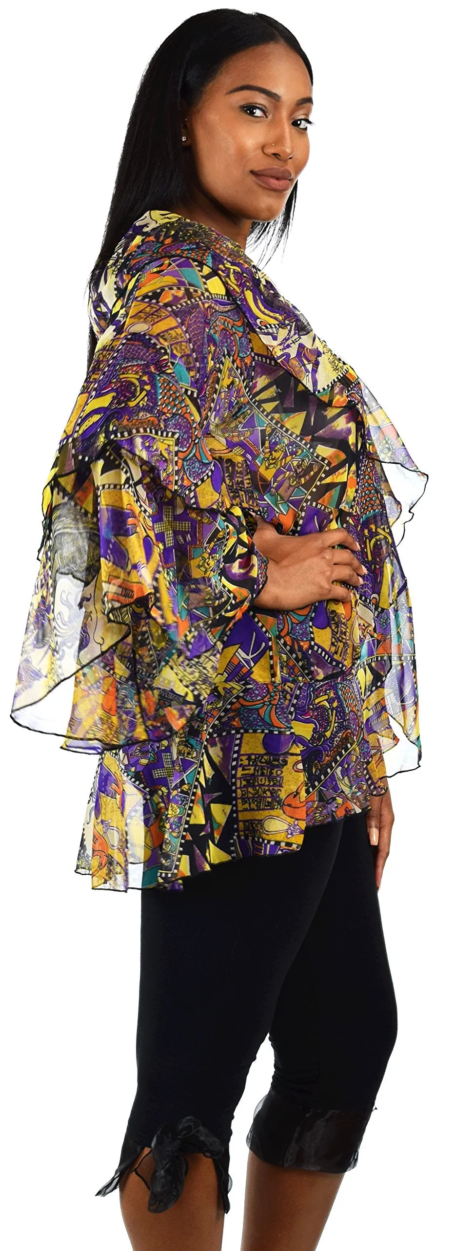 Plus Size Boho Flounce Blouse Swing Top Cover Up Dress Shirt