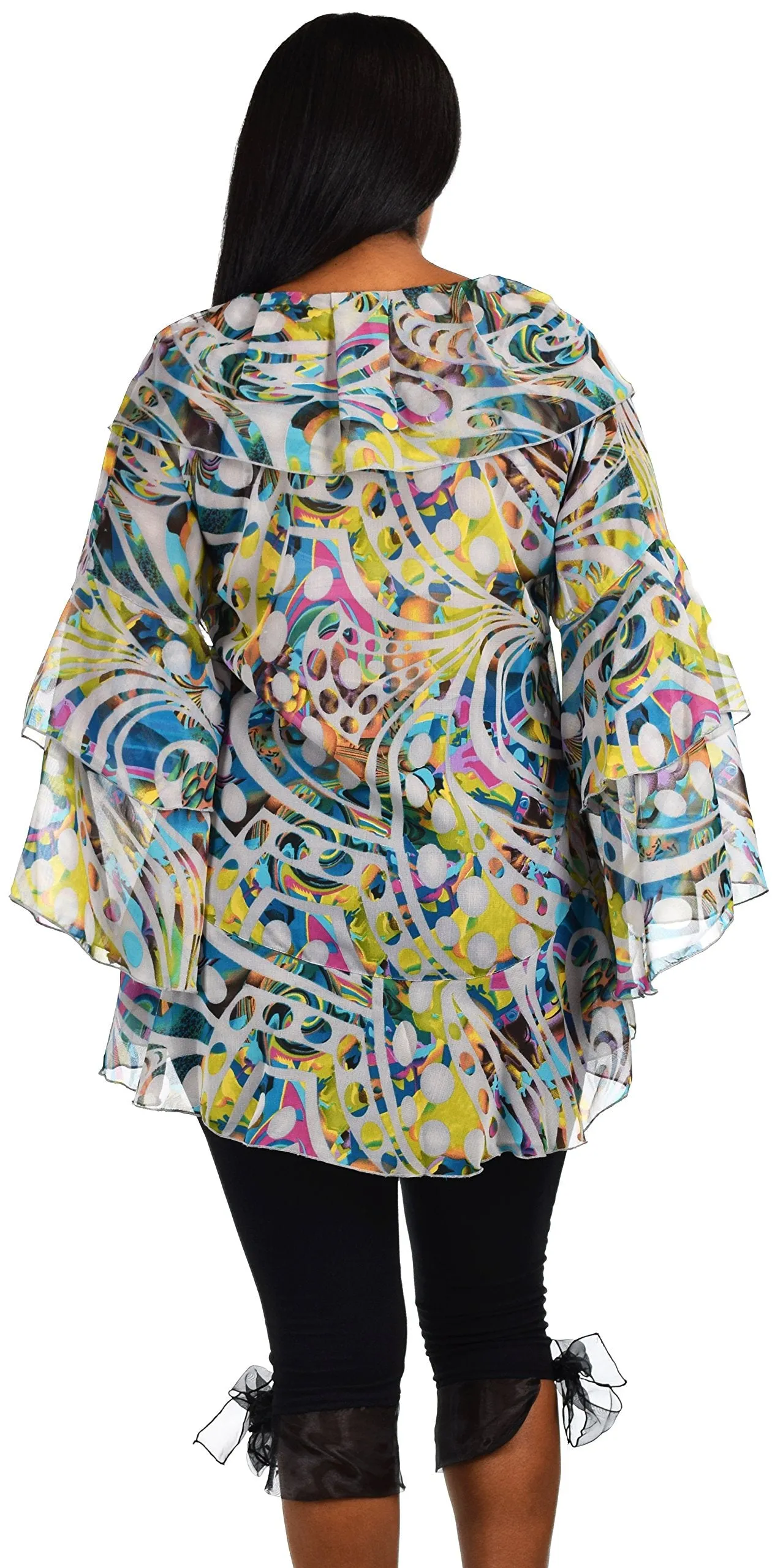 Plus Size Boho Flounce Blouse Swing Top Cover Up Dress Shirt