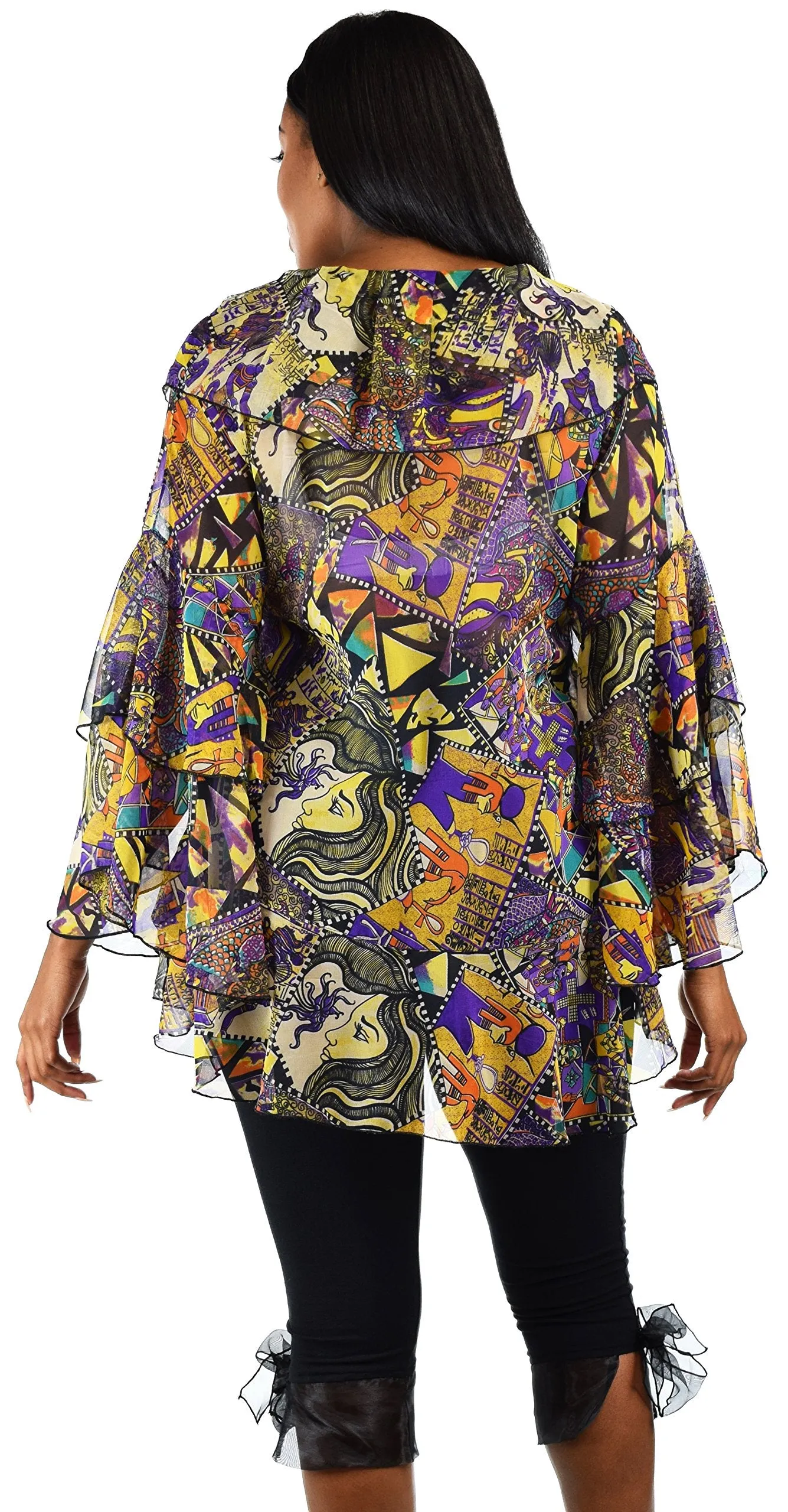 Plus Size Boho Flounce Blouse Swing Top Cover Up Dress Shirt
