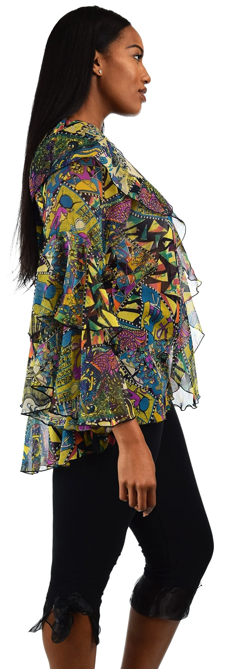 Plus Size Boho Flounce Blouse Swing Top Cover Up Dress Shirt
