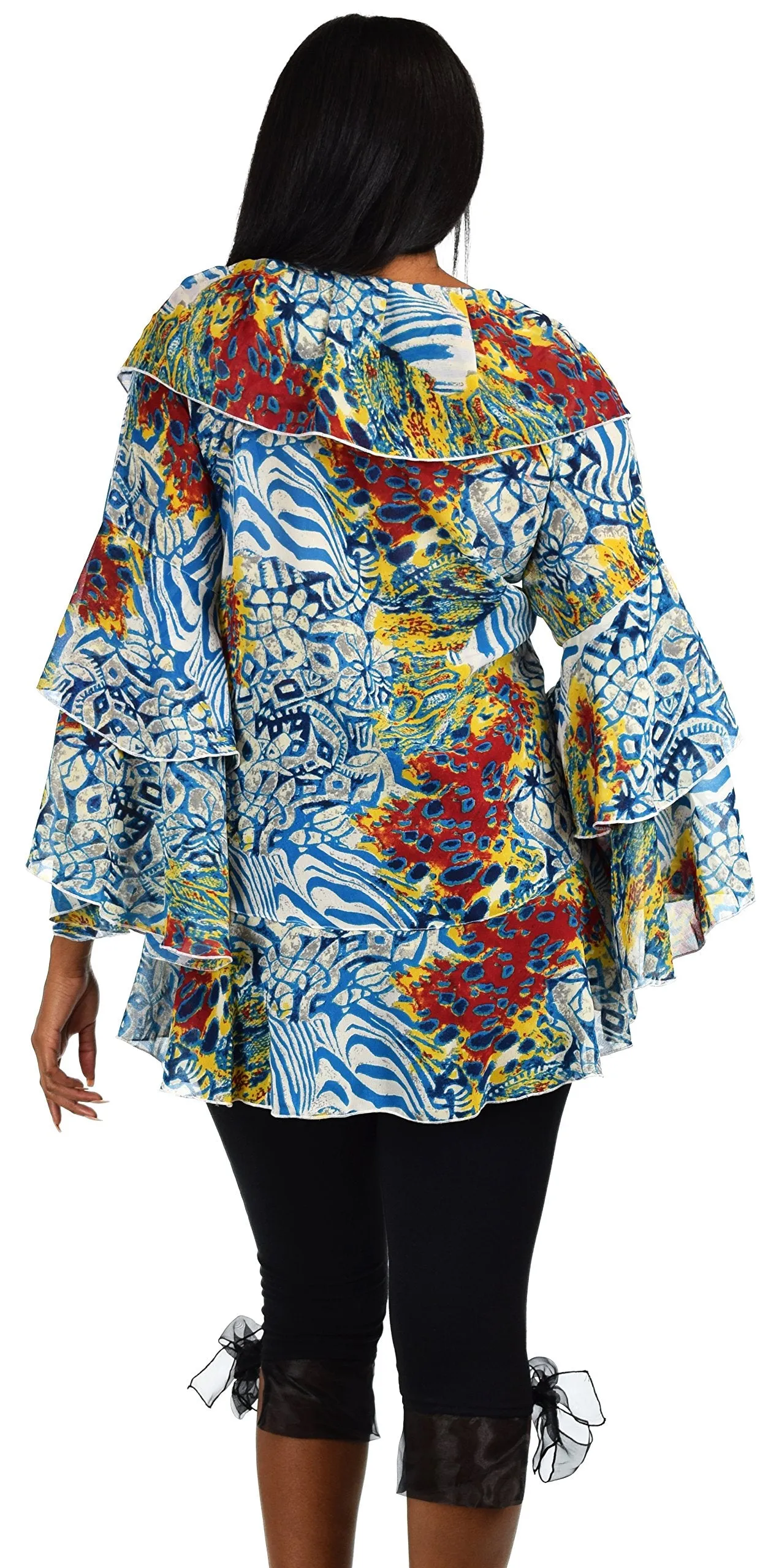 Plus Size Boho Flounce Blouse Swing Top Cover Up Dress Shirt