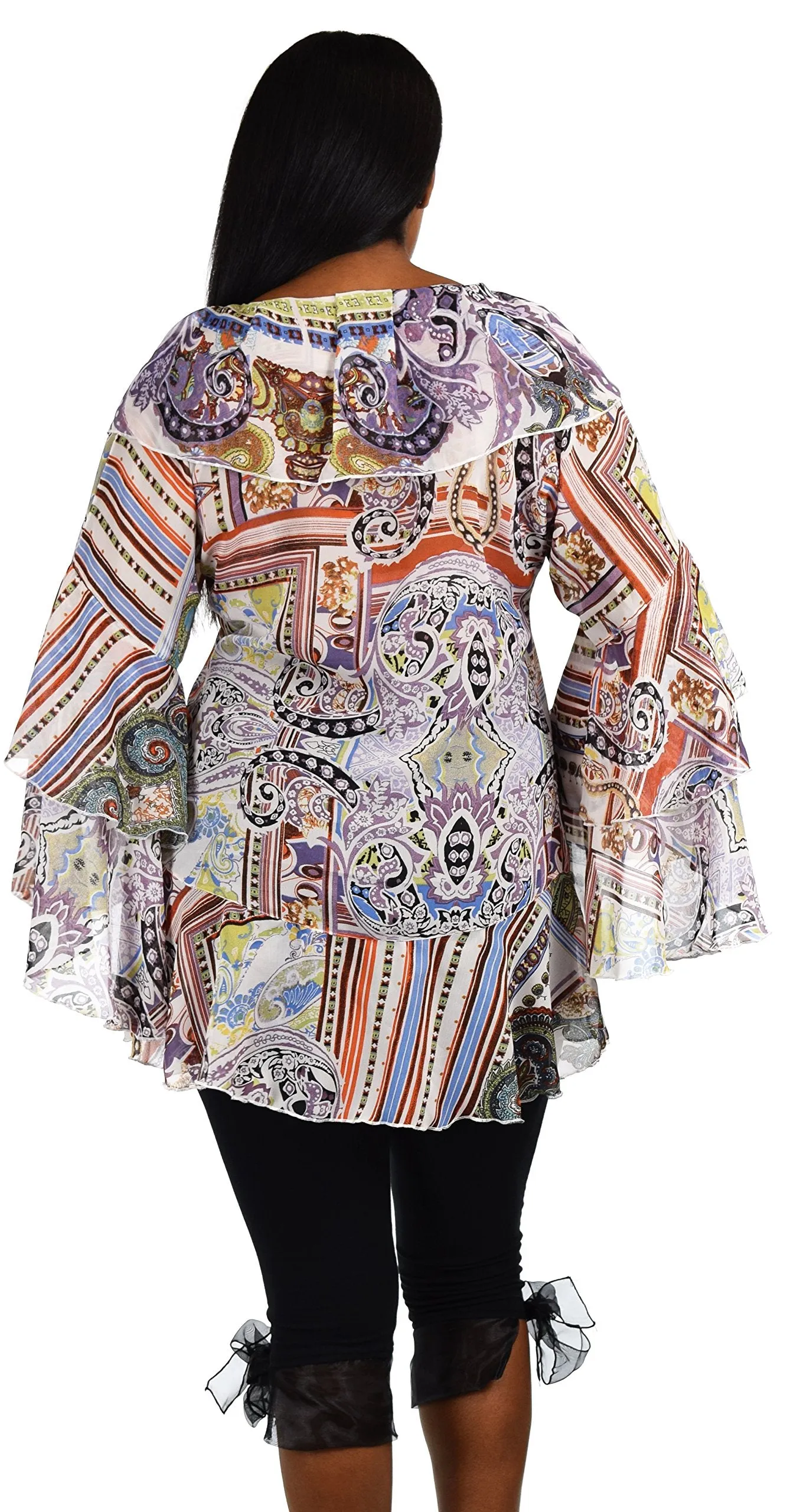 Plus Size Boho Flounce Blouse Swing Top Cover Up Dress Shirt
