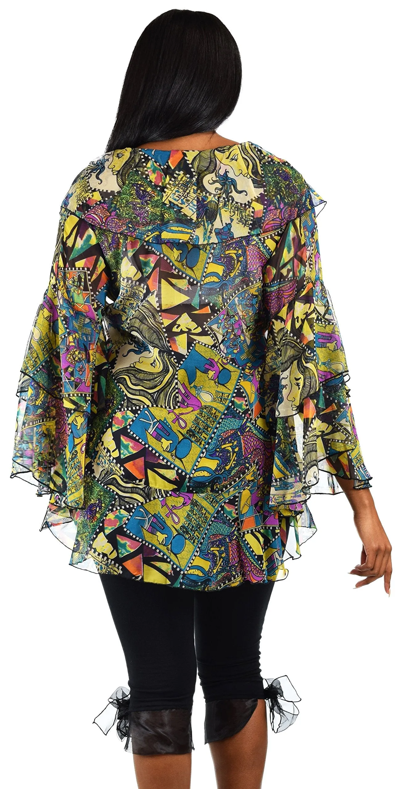 Plus Size Boho Flounce Blouse Swing Top Cover Up Dress Shirt