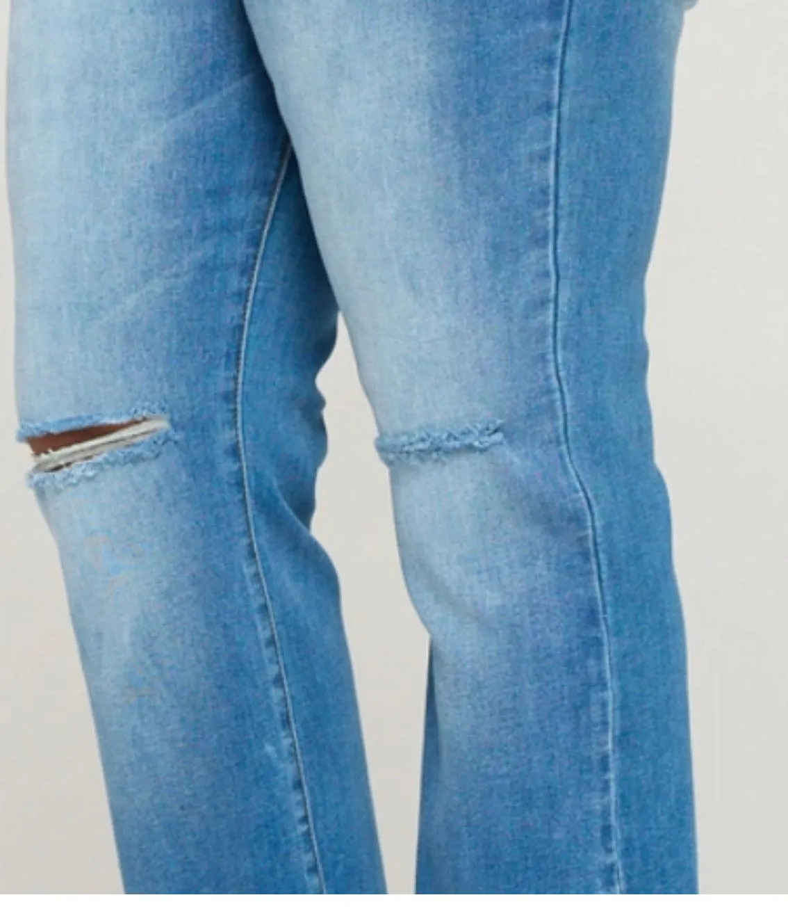 Plus Size Super Stretch 5 pocket ripped, slotted and belled Jeans