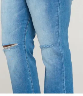 Plus Size Super Stretch 5 pocket ripped, slotted and belled Jeans