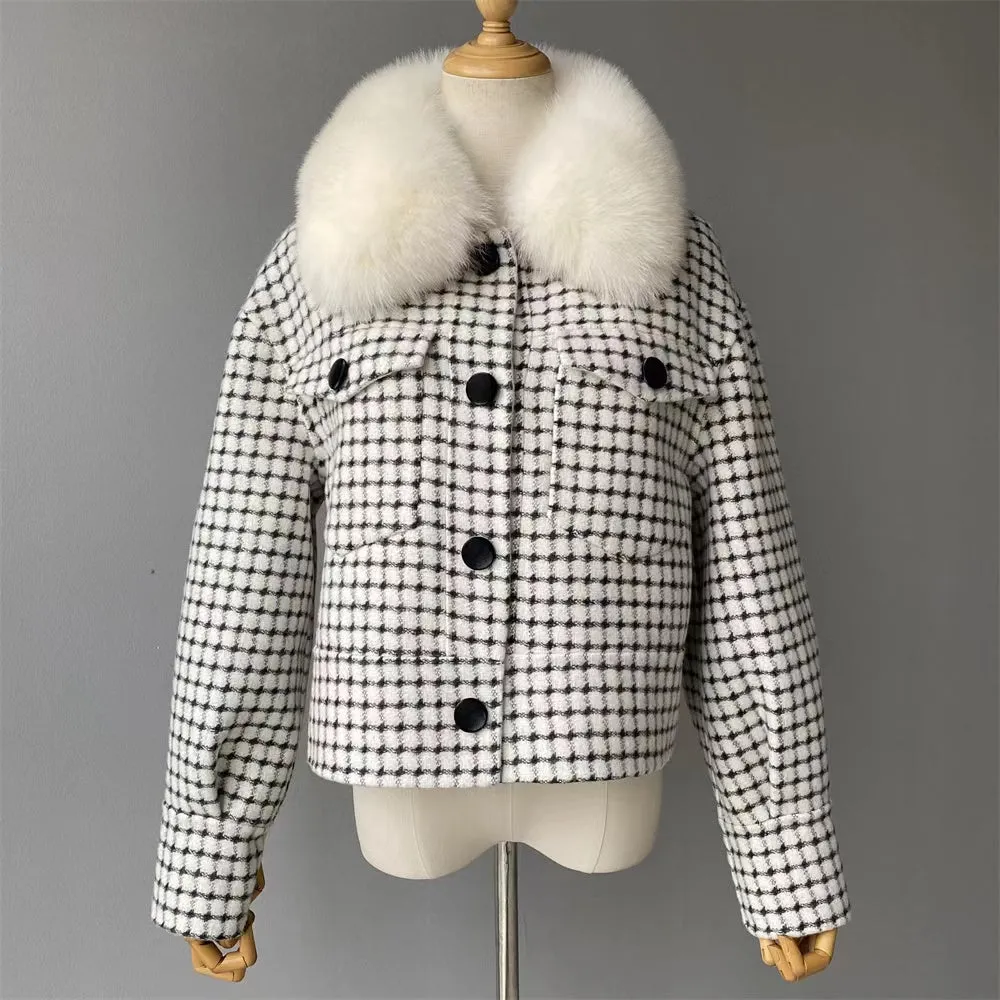 PRE ORDER (delivery in 2 weeks)MI LOVES SIGNATURE ELITE Collection Adult cashmere jacket with Fox fur trim