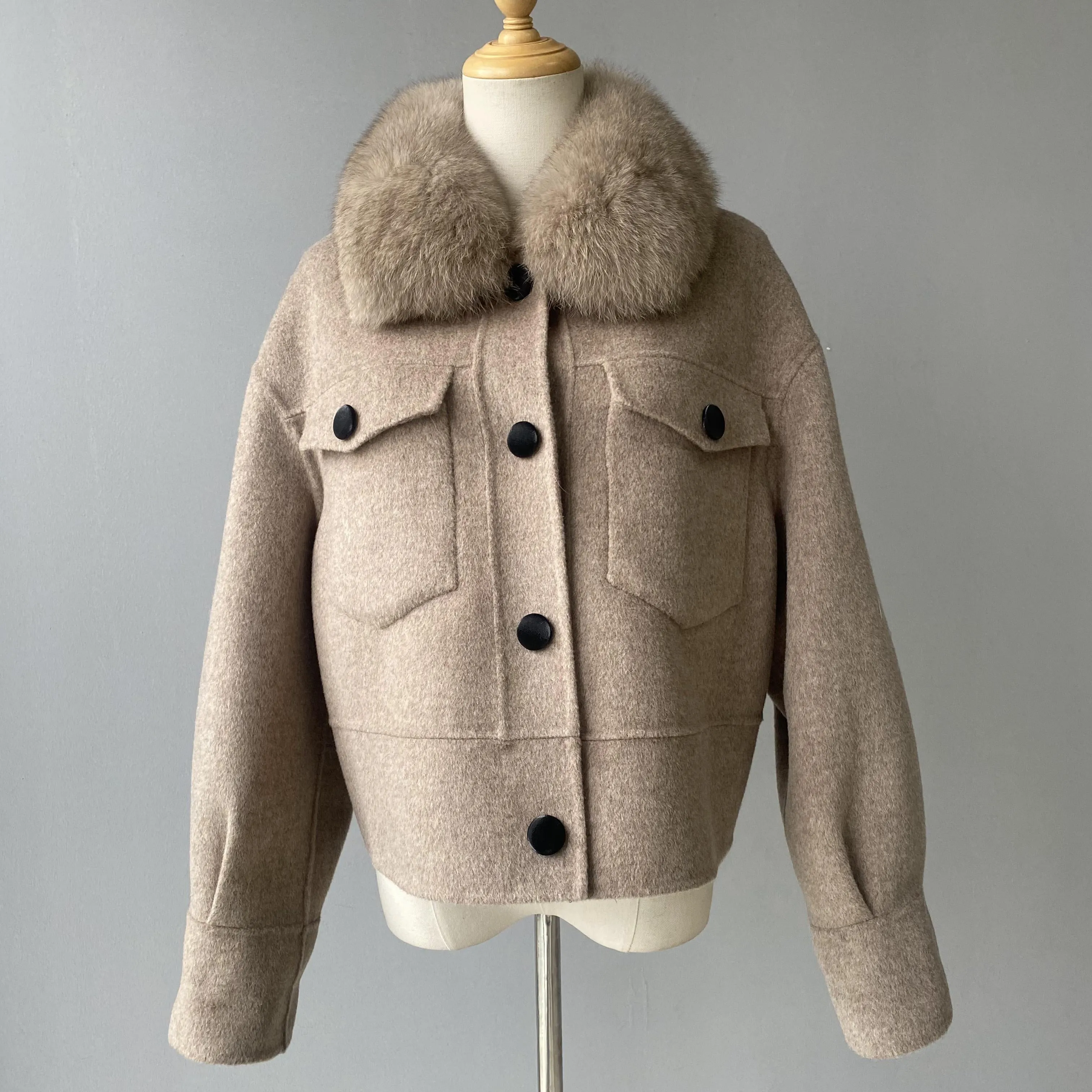 PRE ORDER (delivery in 2 weeks)MI LOVES SIGNATURE ELITE Collection Adult cashmere jacket with Fox fur trim