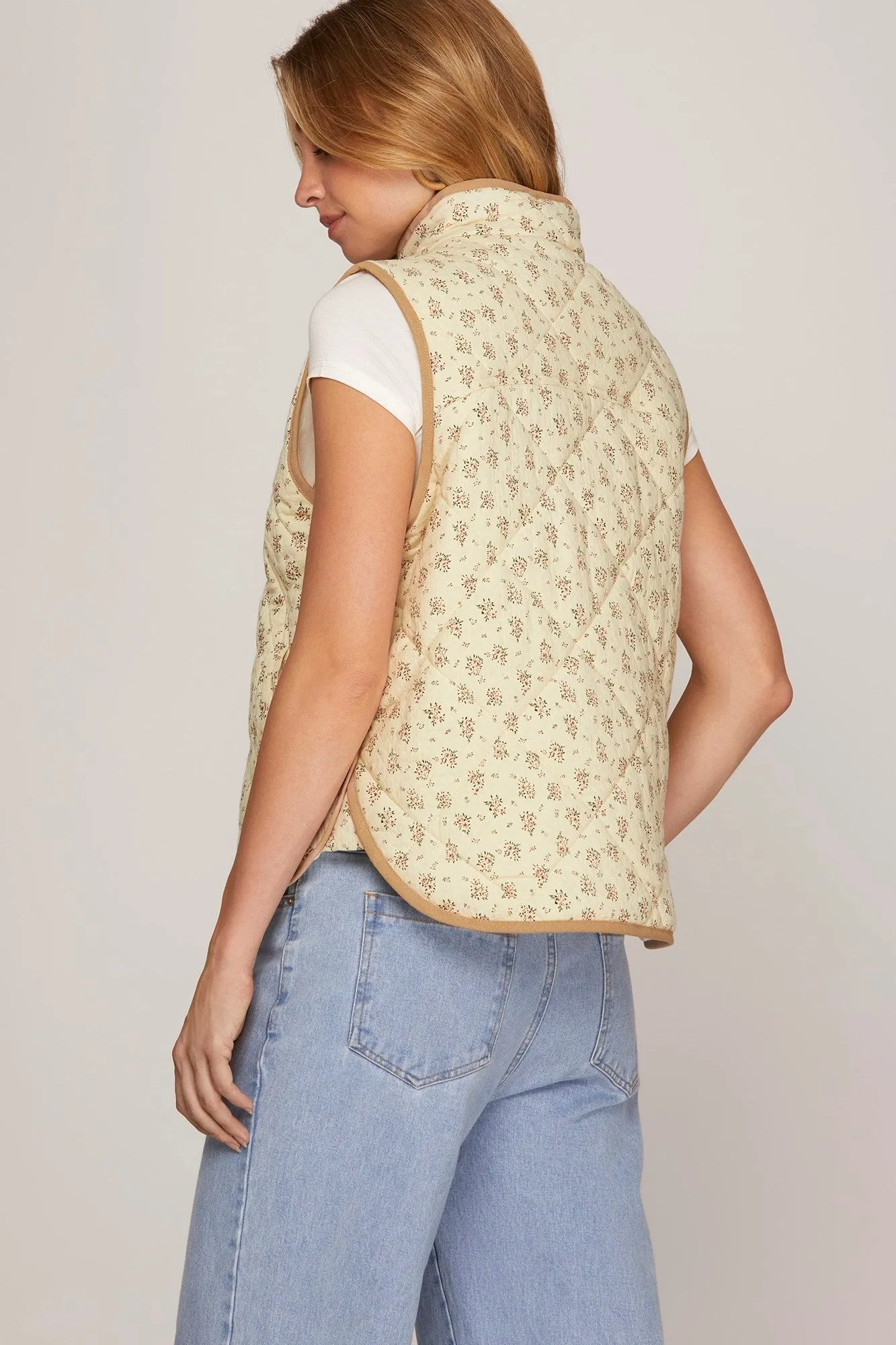 Quilted Cream Rose Vest
