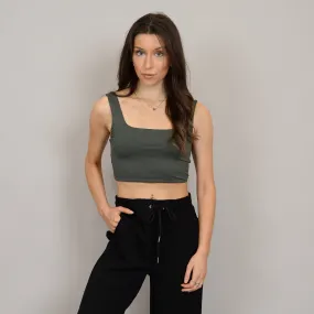 RD STYLE SEDOND SKIN WOMEN'S CATHERINA CROPPED TANK TOP-DARK IVY, CHAMPAGNE