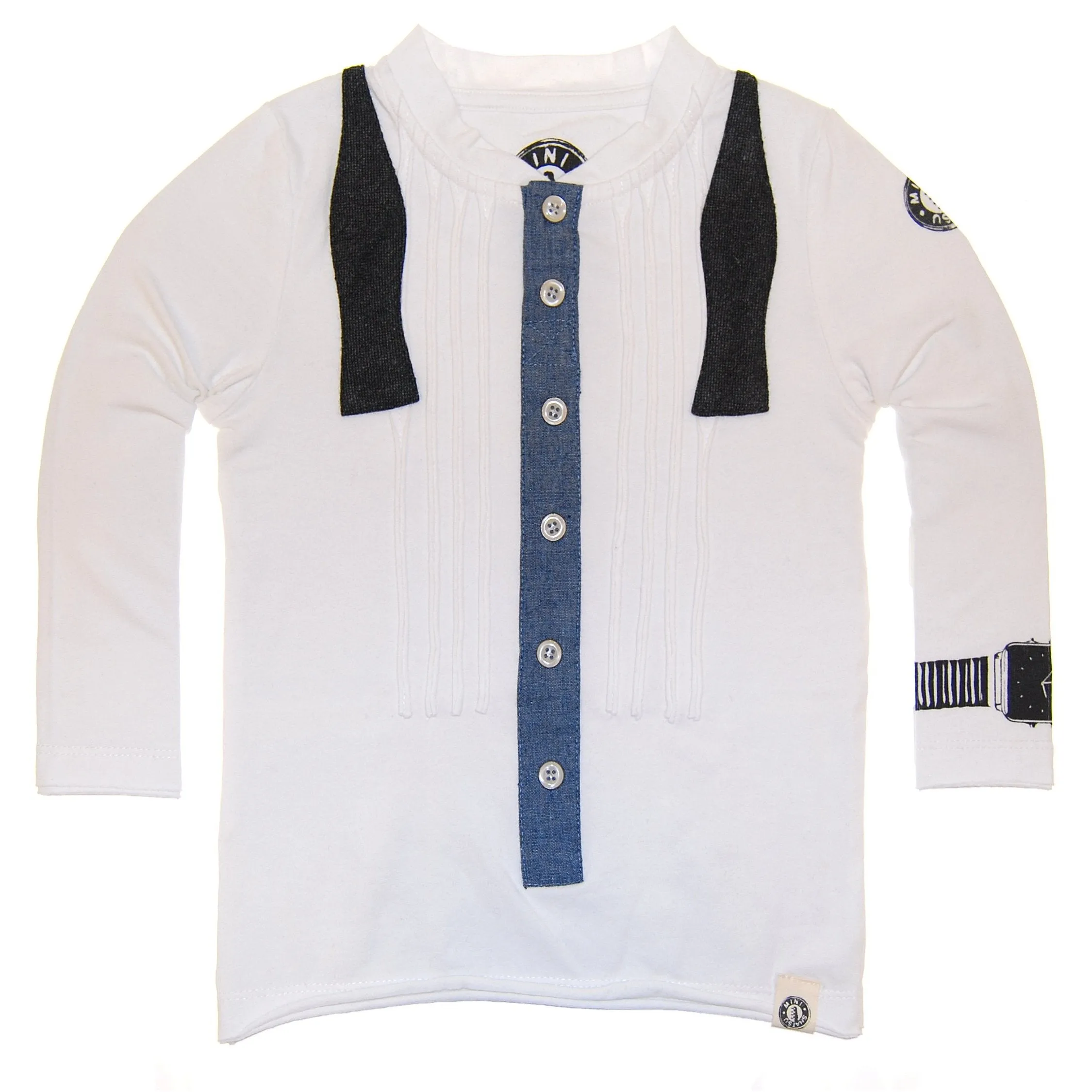 Ruffled Bow Tie Henley Baby Shirt by: Mini Shatsu