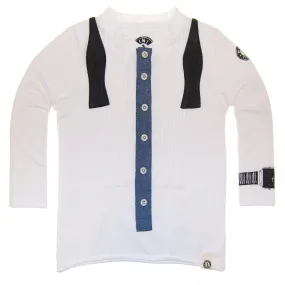 Ruffled Bow Tie Henley Baby Shirt by: Mini Shatsu