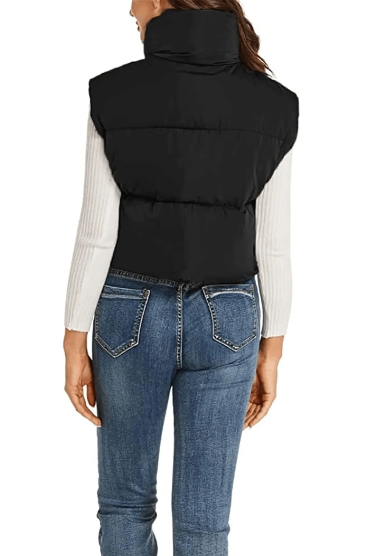 Saol Academy Embroidered Cropped Puffy Vest