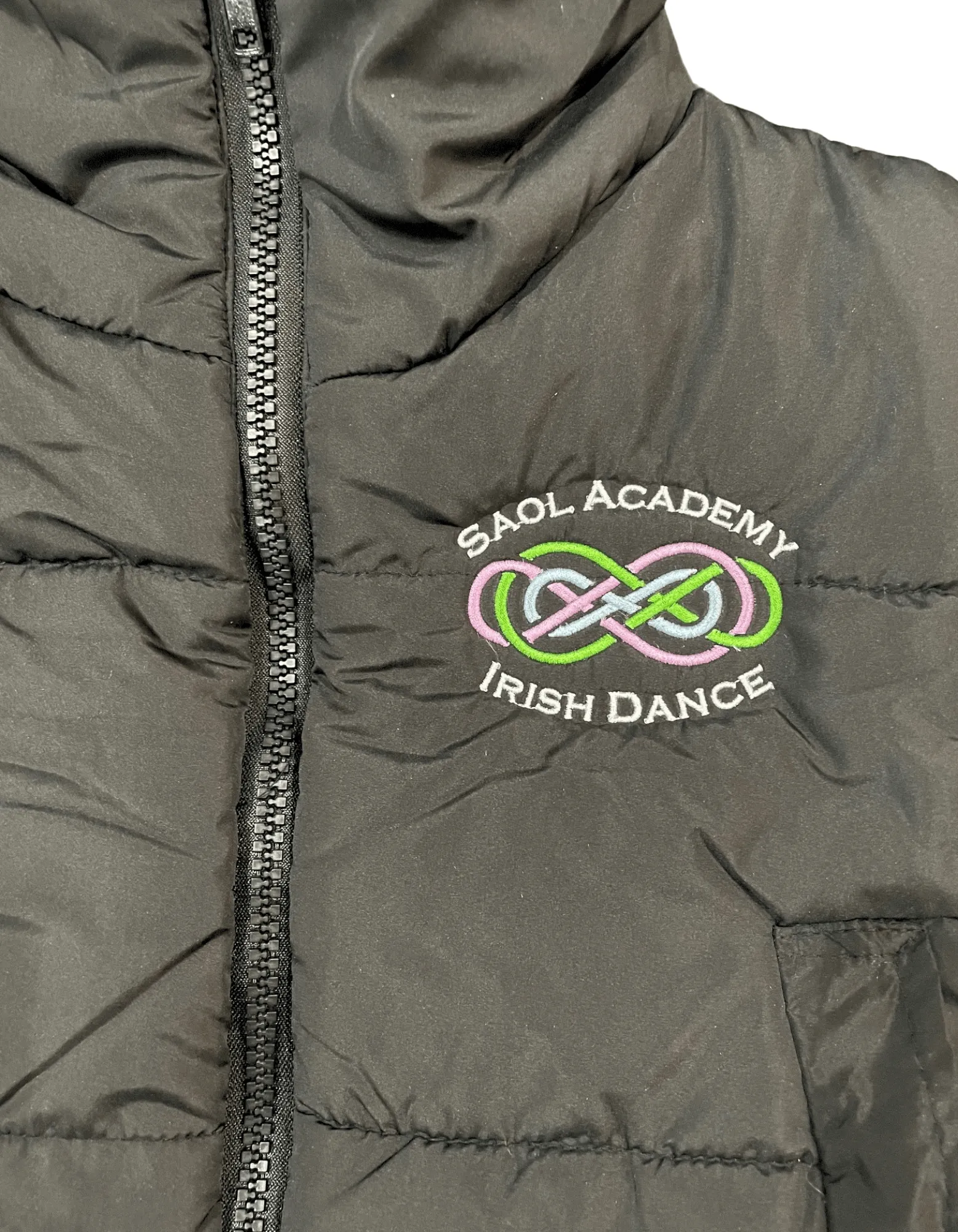 Saol Academy Embroidered Cropped Puffy Vest