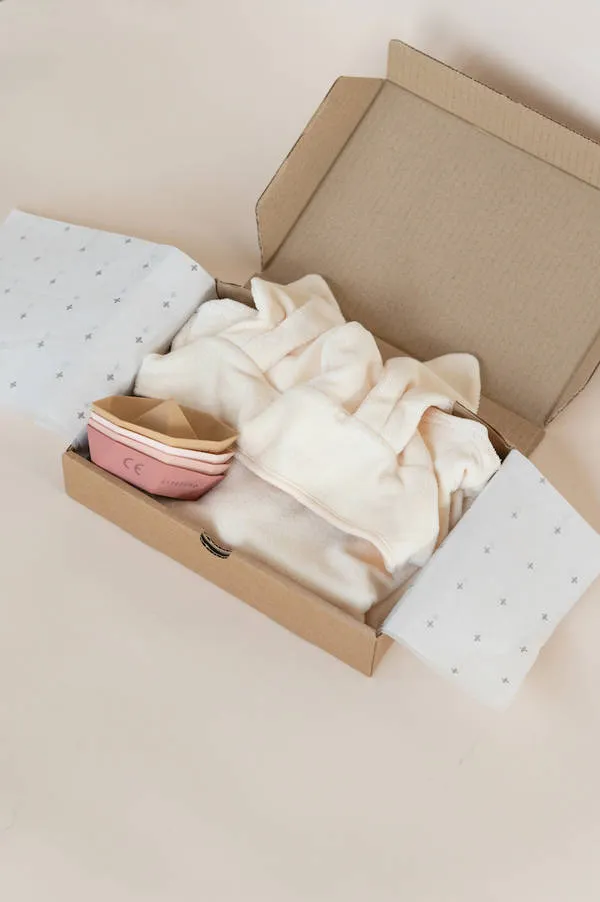 Set Poncho Estivo Panna e Barchette Rosa - Panna 332